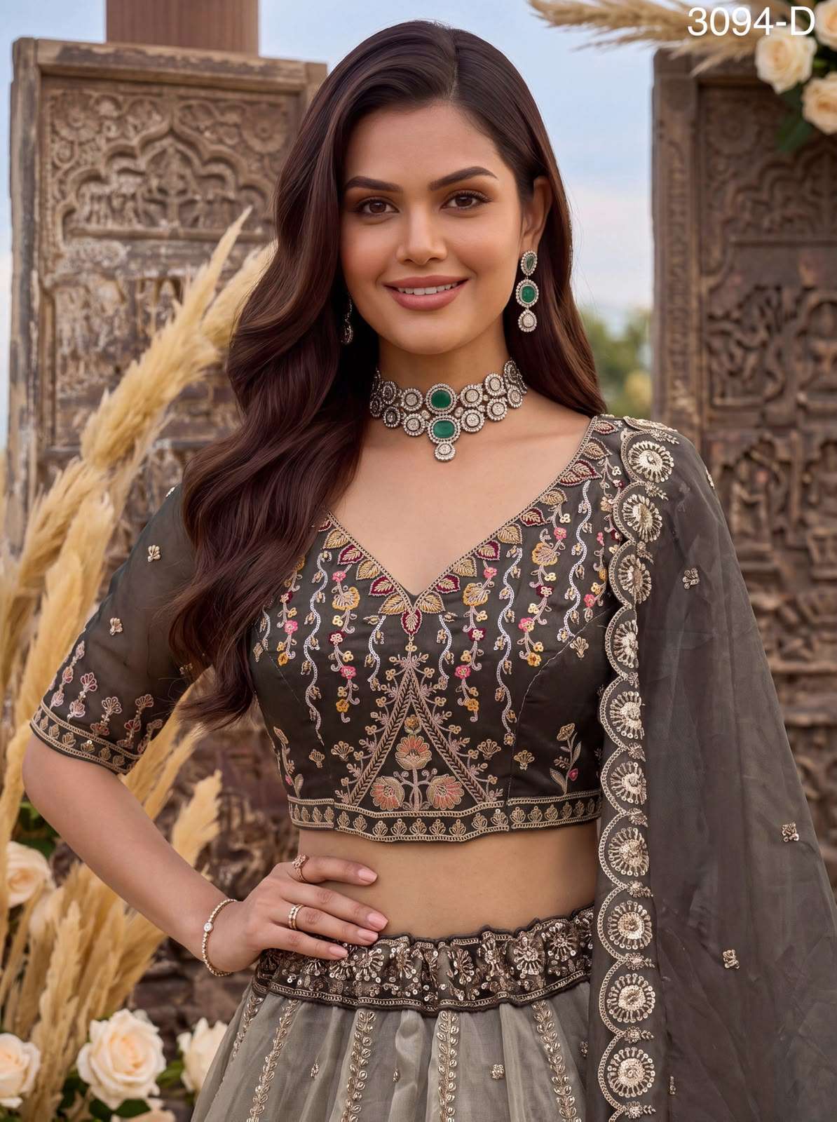 Art Of beautiful Work in Shaded Color Designer Chandnia Silk fabric Lehenga Choli Wholesale in surat 3094
